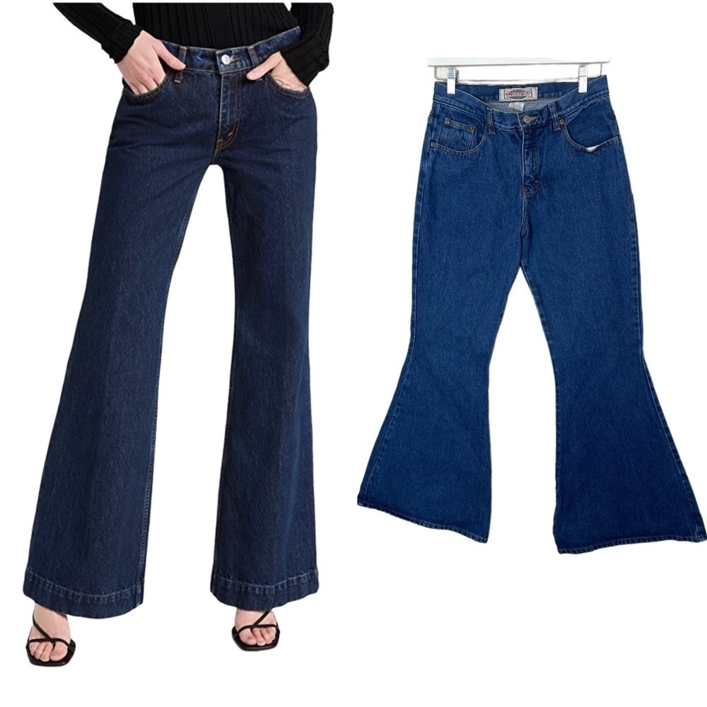 VINTAGE Andrew’s Blues 70’s Bell Bottom Jeans Women’s Size 28 - Picture 1 of 7